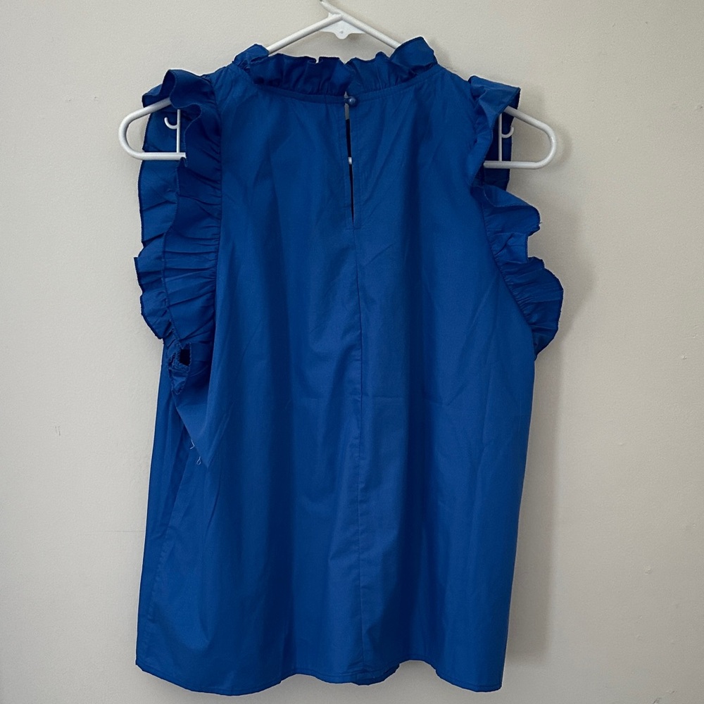 SHEIN Blue Ruffle Blouse - Picture 2 of 3
